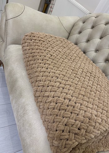 Bej Örgü tek kişilik Battaniye - Görsel 3