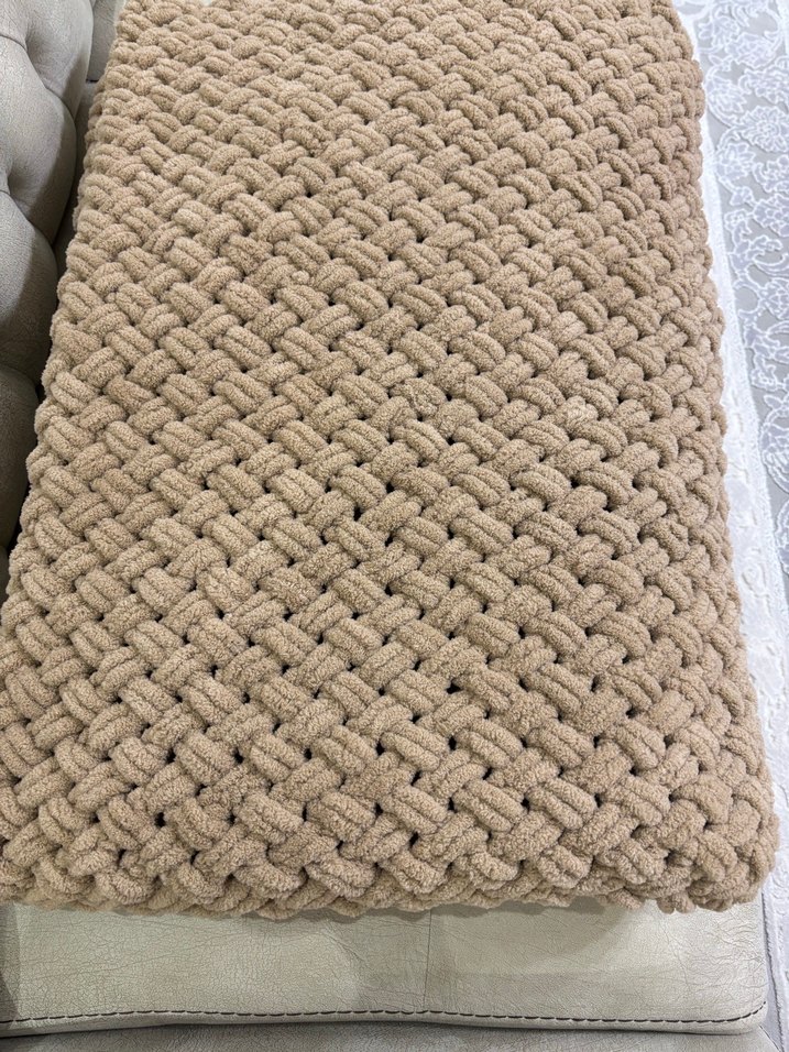 Bej Örgü tek kişilik Battaniye - Görsel 4