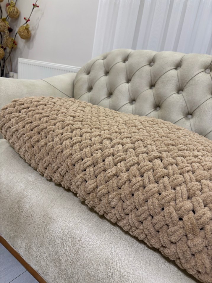 Bej Örgü tek kişilik Battaniye - Görsel 2