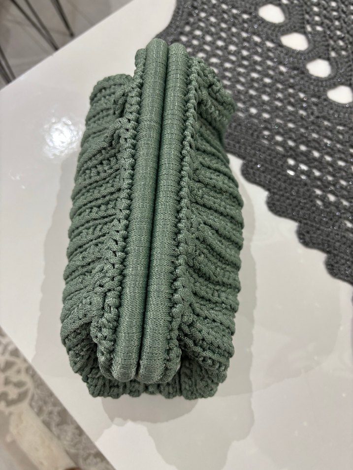 Mint yeşili Örgü Kadın Clutch Çanta - Görsel 3