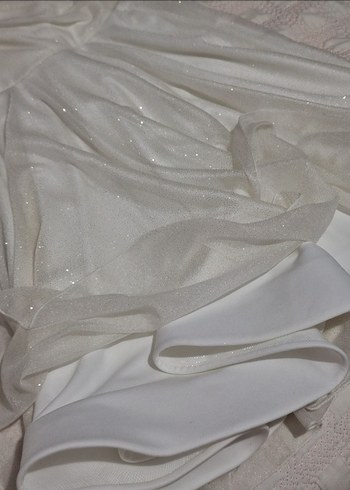 DORIDORCA Parıltılı Tül Ekru Elbise 38bd - Görsel 5