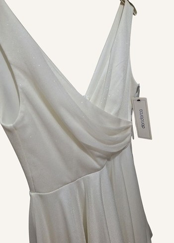 DORIDORCA Parıltılı Tül Ekru Elbise 38bd - Görsel 3