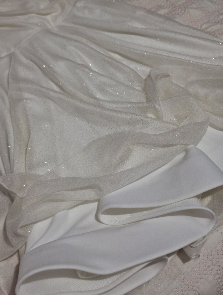 DORIDORCA Parıltılı Tül Ekru Elbise 38bd - Görsel 5