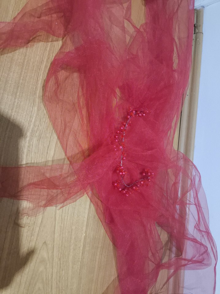 Kırmızı 3D Dantelli Abiye / Kınalık  36 Beden - Görsel 4