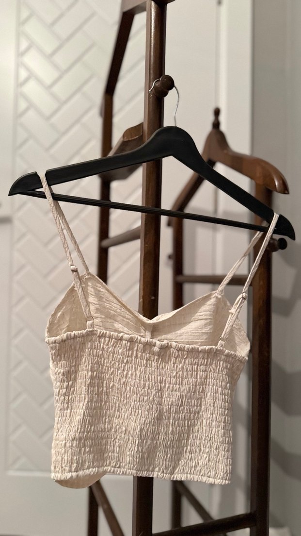 Bej Kadın Keten Pliseli Mini Büstiyer - Görsel 3