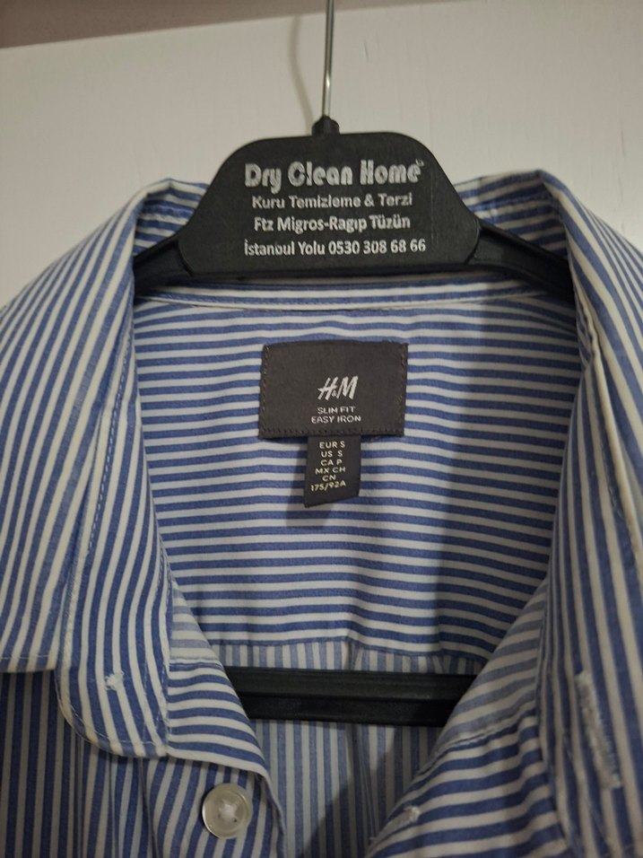 Uzun Kollu Çizgili Mavi Erkek Gömlek - Görsel 2