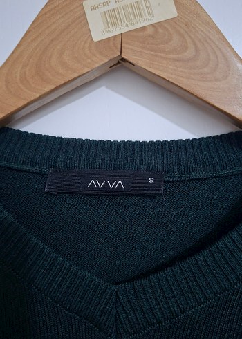 avva Erkek Koyu Yeşil V Yaka Yün Kazak - Görsel 2