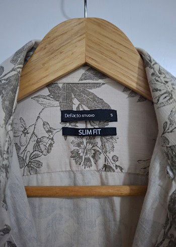 Bej Desenli Erkek Keten Gömlek - Görsel 2