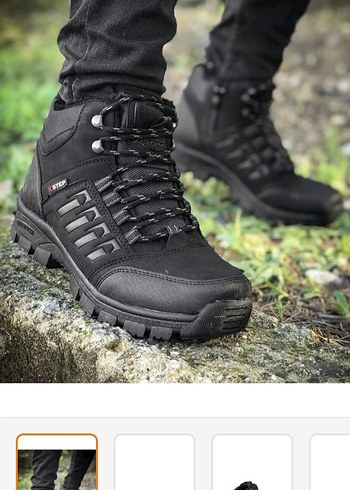 Erkek Siyah Bağcıklı Kauçuk Bot - Görsel 4