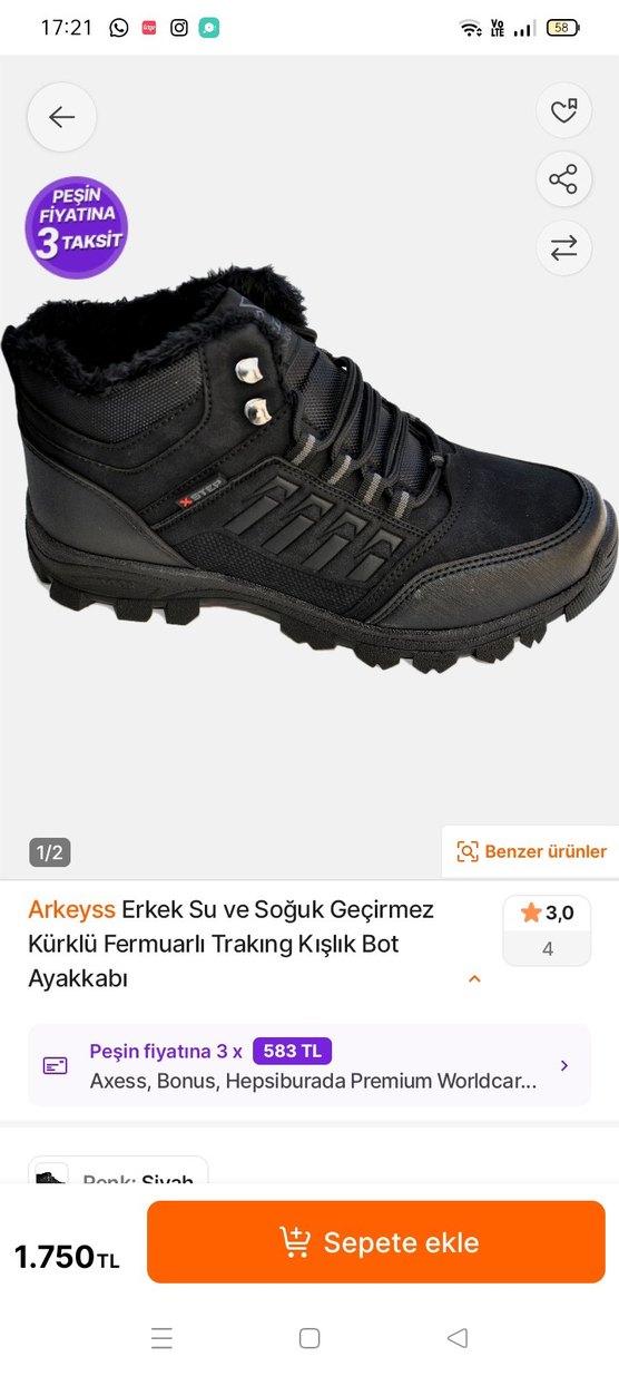 Erkek Siyah Bağcıklı Kauçuk Bot - Görsel 3