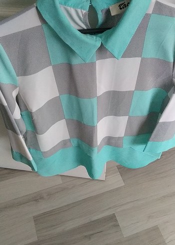 Turkuaz Ekose Desenli Hamile Gömleği - Görsel 2