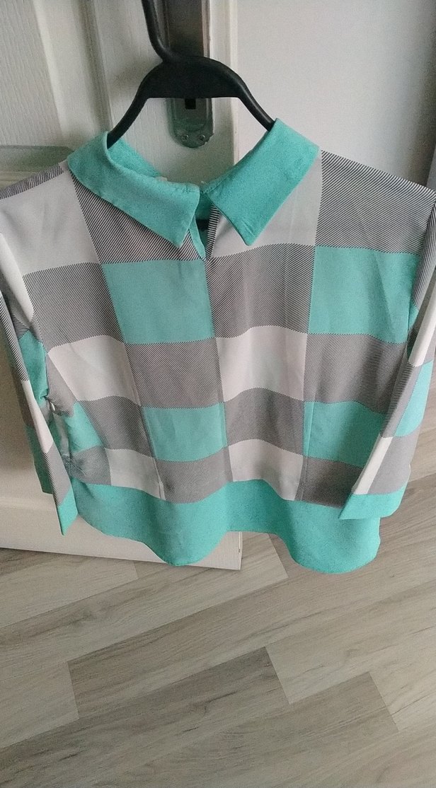 Turkuaz Ekose Desenli Hamile Gömleği - Görsel 3