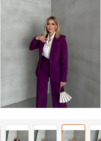 s Beden mor Renk Mor Düğmeli Kadın Blazer Takım