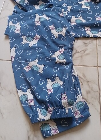 m Beden lacivert Renk Lama desenli pijama takımı
