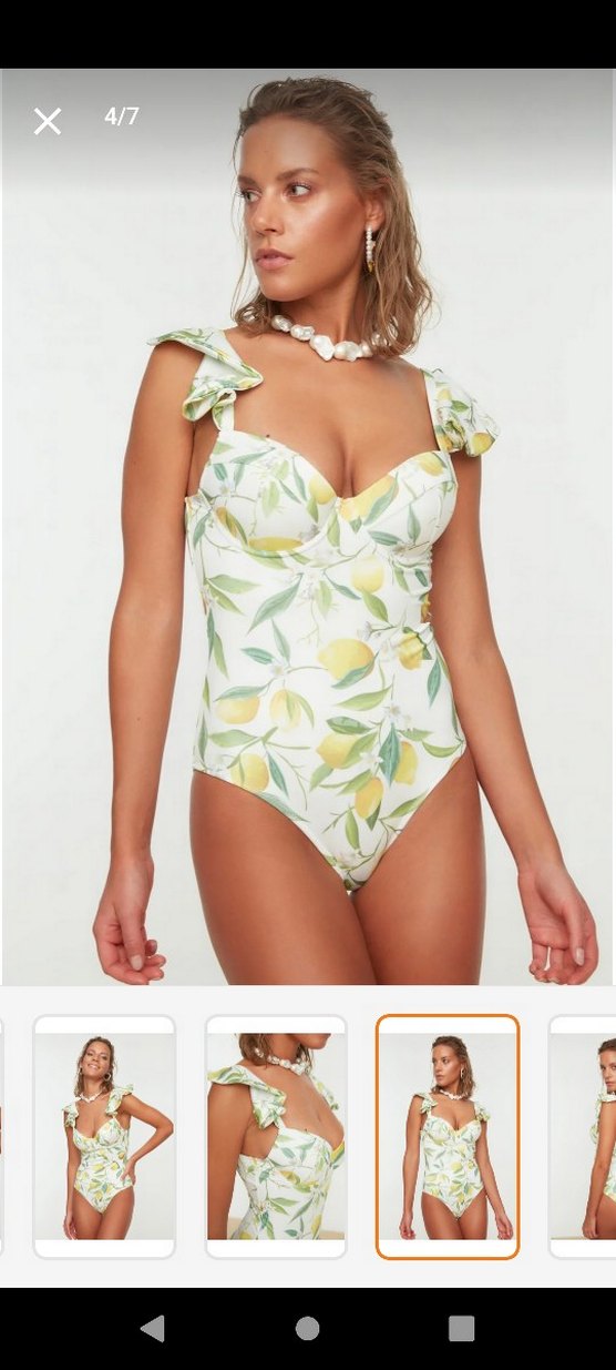 Sarı Desenli Fırfırlı Mini Mayo - Görsel 4