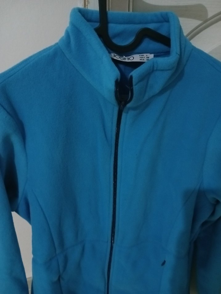 Mavi Fermuarlı Kadın Polar Ceket - Görsel 3