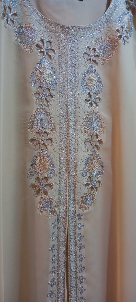 Bej Nakışlı Kadın Uzun Elbise - Görsel 3