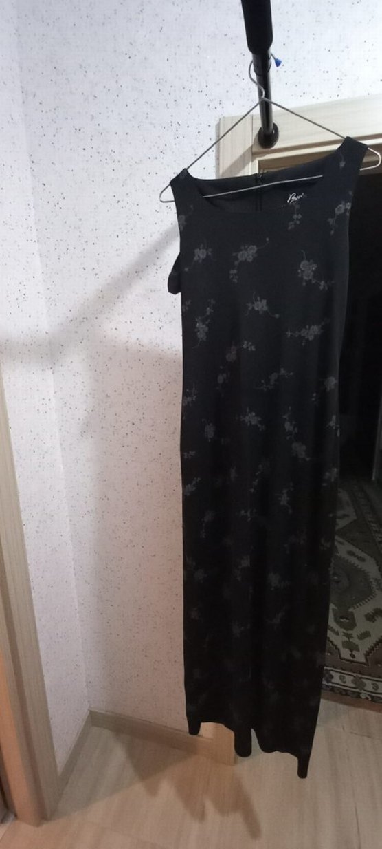 Siyah Çiçek Desenli Uzun bohem elbise içli dışlı - Görsel 4