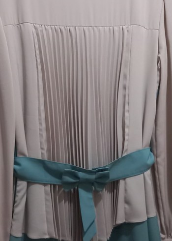 Turkuaz Pilili Uzun Kadın Elbise özel günler için - Görsel 4