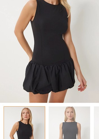 Siyah Deri Straplez Mini Elbise - Görsel 2