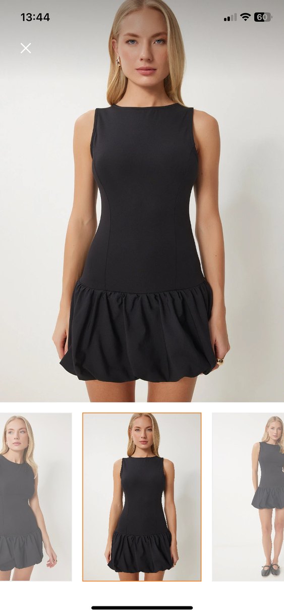 Siyah Deri Straplez Mini Elbise - Görsel 3