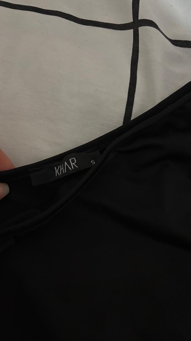 Siyah V Yaka Drapeli Mini Elbise - Görsel 2