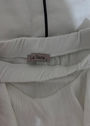 La sarta Kadın Beyaz Keten Fırfırlı Mini Etek - Görsel 4