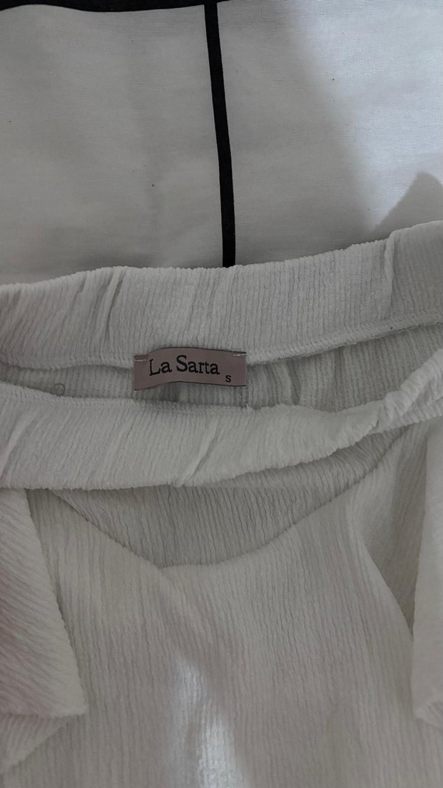 La sarta Kadın Beyaz Keten Fırfırlı Mini Etek - Görsel 4