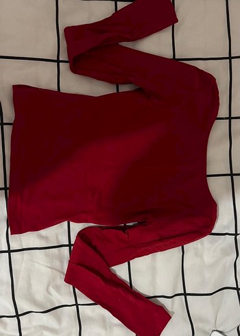 Kadın Kırmızı Uzun Kollu V Yaka Bluz - Görsel 2