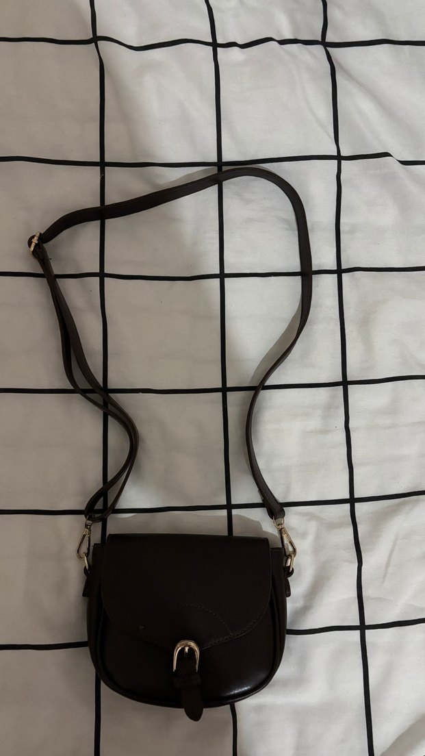 Kahverengi Deri Tokalı Kadın Omuz Çantası - Görsel 3