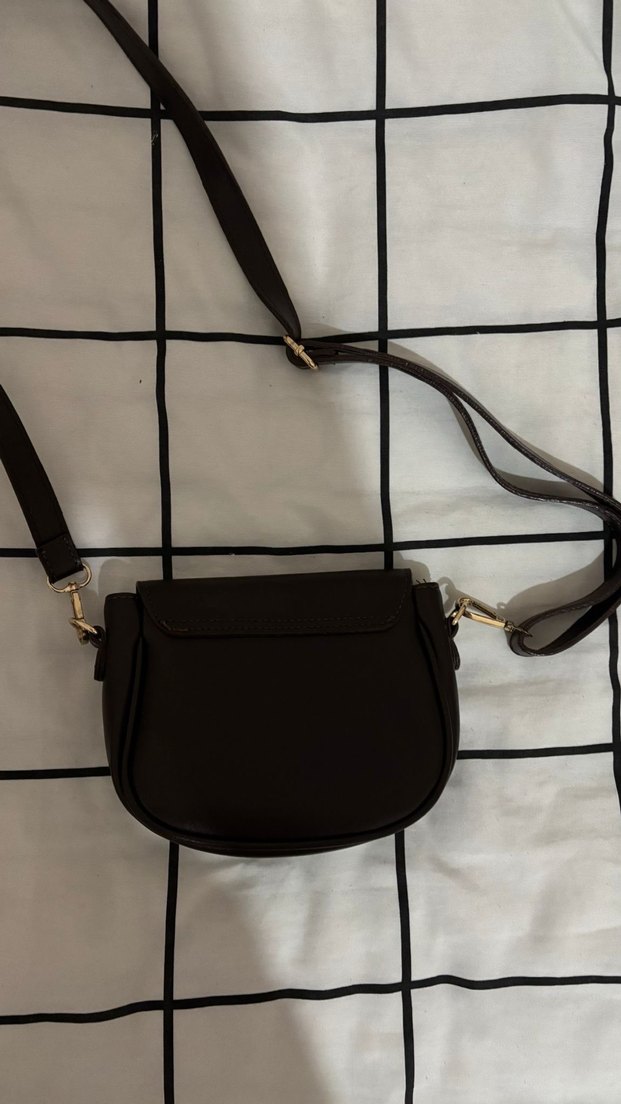 Kahverengi Deri Tokalı Kadın Omuz Çantası - Görsel 2