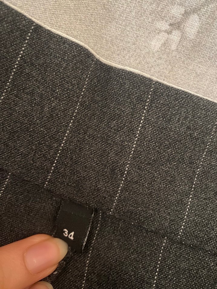 Gri Çizgili Mini Kot Etek - Görsel 4