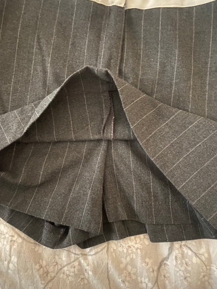 Gri Çizgili Mini Kot Etek - Görsel 3