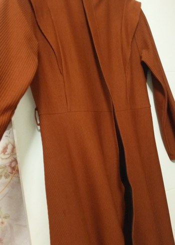 Kahverengi Uzun Kemerli Kadın Elbise - Görsel 2