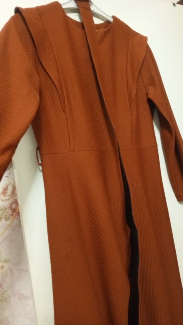 Kahverengi Uzun Kemerli Kadın Elbise - Görsel 2