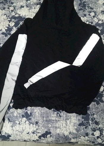 Kapüşonlu siyah Salaş Sweatshirt - Görsel 3