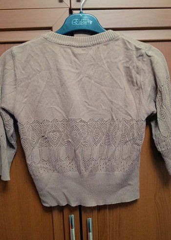 Bej Örgü Midi Kadın Hırka - Görsel 3