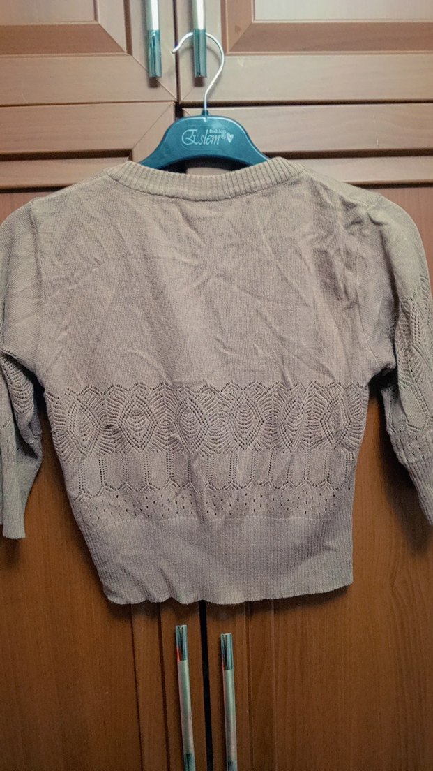 Bej Örgü Midi Kadın Hırka - Görsel 3