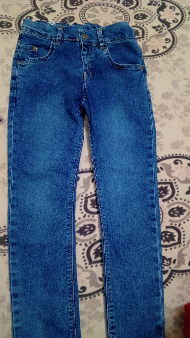 kız Çocuk Mavi Bağlamalı Regular Fit Kot Pantolon - Görsel 2