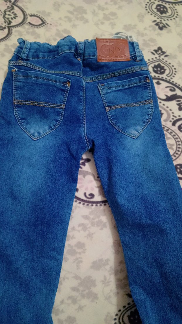 kız Çocuk Mavi Bağlamalı Regular Fit Kot Pantolon - Görsel 3