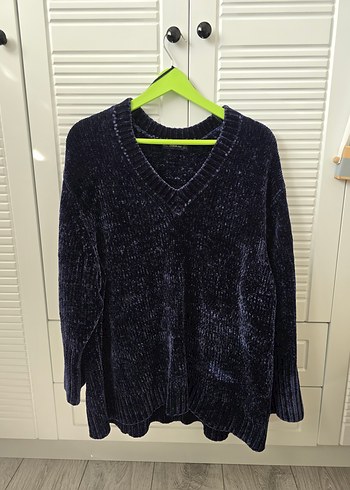 Zara Kadın Lacivert V Yaka Örgü Kazak - Görsel 2