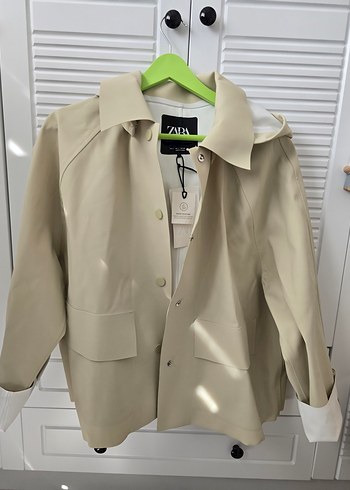 Zara Düğmeli Beyaz Kadın Ceket - Görsel 4