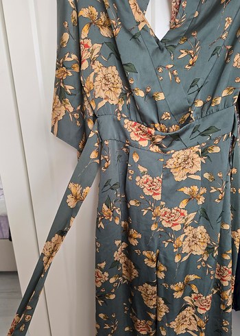 ZARA Bohem V Yaka Uzun Çiçekli Kimono - Görsel 6