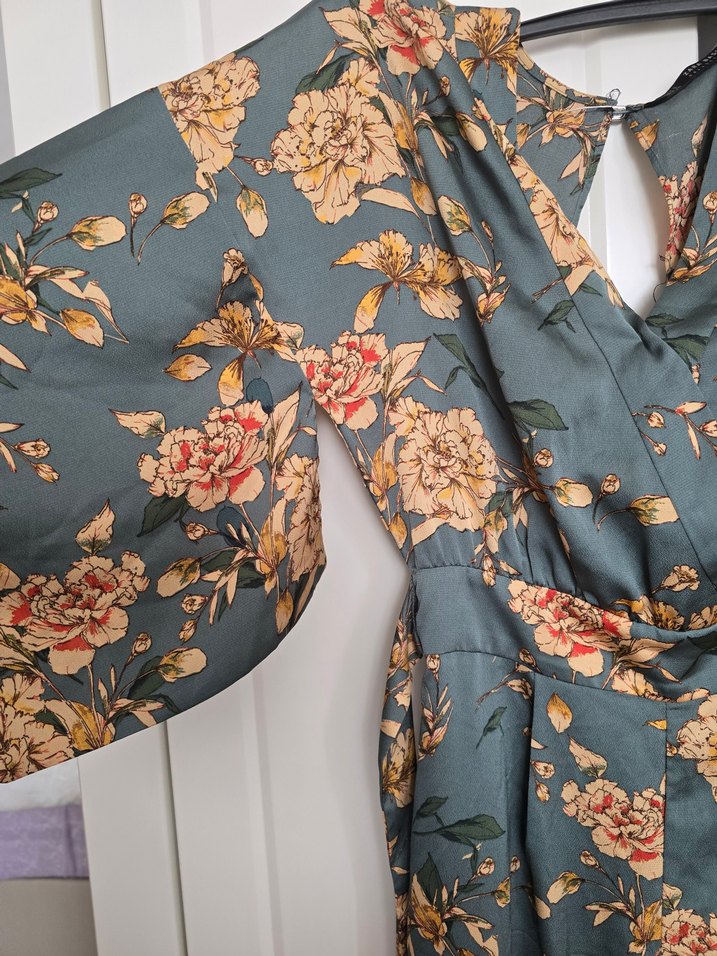 ZARA Bohem V Yaka Uzun Çiçekli Kimono - Görsel 5