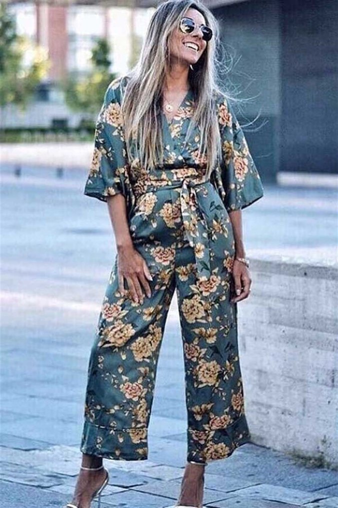 ZARA Bohem V Yaka Uzun Çiçekli Kimono - Görsel 3