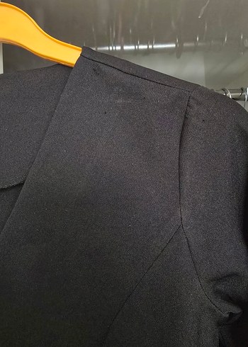 Siyah V Yakalı Uzun Kollu Midi Elbise - Görsel 3