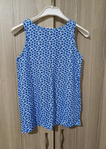 Kızlar için Mavi çiçek Desenli Kolsuz Tişört - Görsel 2