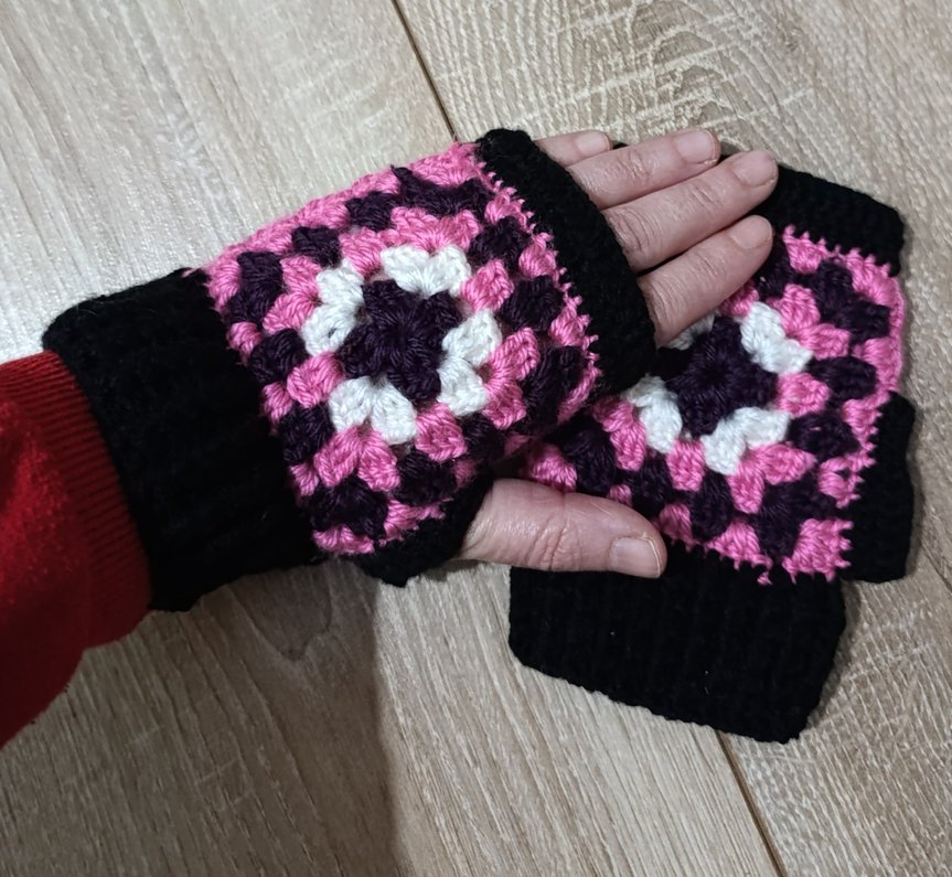 Renkli Örgü Pembe Bohem Kadın Eldiveni - Görsel 3