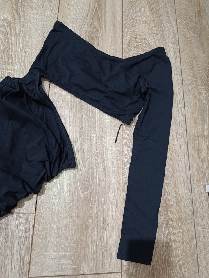 Tek Kollu Drapeli Mini elbise - Görsel 3