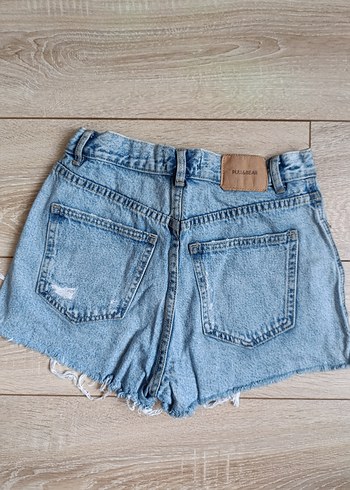 Düğmeli Bohem mavi Mini Denim Şort - Görsel 2